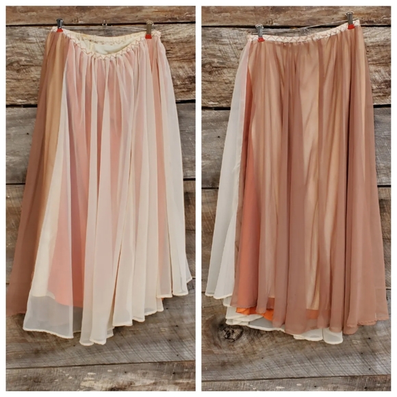 Vintage Dresses & Skirts - Vintage Flowy Chiffon Tulle Maxi Skirt Dress Medium Large